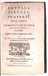 CATULLUS, CAIUS VALERIUS; TIBULLUS, ALBIUS; and PROPERTIUS, SEXTUS. Catulli, Tibulli, Properti nova editio.  1577